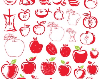 Apple Svg Bundle, Apple Clipart For Cricut, Apple Silhouette, Apple Vector, Apple Decal, Fruit Svg, Apple Cutfiles.