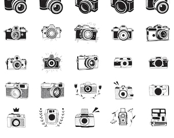 Camera Svg Bundle, Camera Clipart For Cricut, Flory Camera Vector, Video Camera Decal, Camera Cut Files, Camera Silhouette.