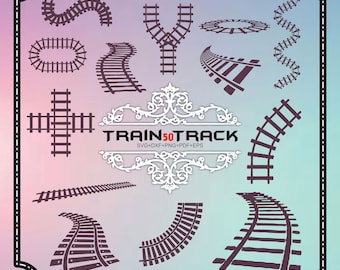 Train Track Svg Bundle, Train Track Clipart For Cricut, Train Track Cut Files, Track Vector, Train Track Decal, Train Track Silhouette