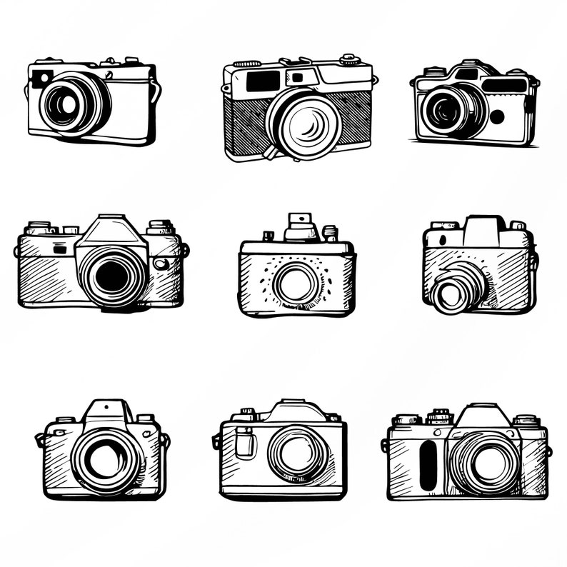 Camera Svg Bundle, Camera Clipart for Cricut, Flory Camera Vector ...