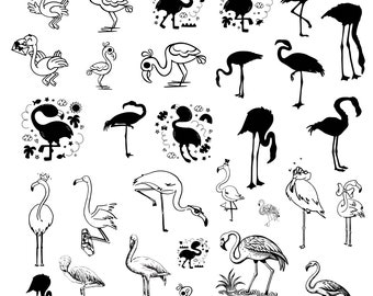 Flamingo Svg Bundle, Flamingo Clipart For Cricut, Cute Flamingo Silhouette, Bird Vector, Flamingo Decal, Flamingo Cut Files.