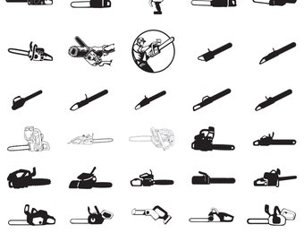 Chainsaw Svg Bundle, Chainsaw Clipart For Cricut, Wood Cutting Machine Vector, Lumberjack Decal, Chainsaw Cut Files, Chainsaw Silhouette.