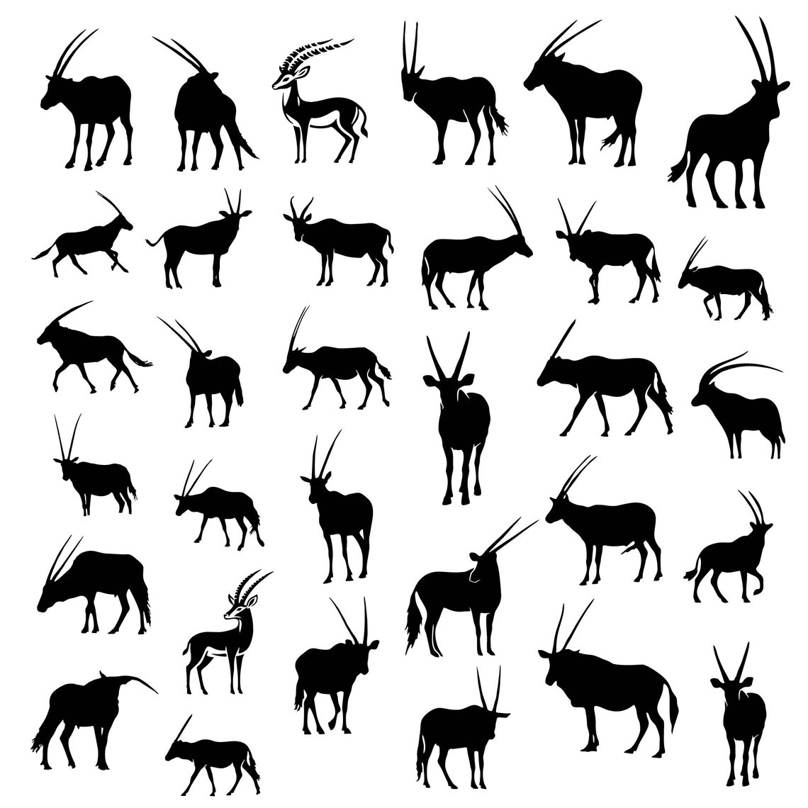 Oryx Svg Bundle, Oryx Clipart for Cricut, Animal Silhouette, Oryx ...