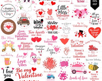 Valentines svg Bundle, Love Clipart, Valentine Quote Vector, Romantic Quote Decal, Love day Cut Files, Heart Silhouette, Love PNG.