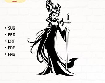 Hexe SVG, Hexe SVG, Ursula geschnitten, Maleficent geschnitten, Halloween Form, böse Königin Form, Cruella Zeichen, Cricut, Silhouette Cut Files