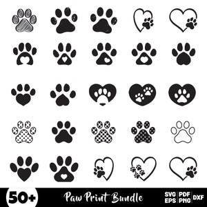 Paw Print Svg Bundle, Dog Paw Clipart For Cricut, Paw Print Vector, Animal Paw Decal, Paw Print Silhouette, Paw Cut Files.