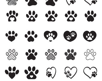 Paw Print Svg Bundle, Dog Paw Clipart For Cricut, Paw Print Vector, Animal Paw Decal, Paw Print Silhouette, Paw Cut Files.