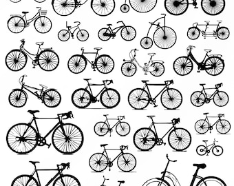 Pakiet Bicycle SVG, Clipart Bicycle dla Cricut, Sylwetka roweru górskiego, Wektor roweru, Naklejka z konturem roweru, Pliki do cięcia rowerów.