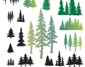 Immergrüne Bäume, Kiefer Clipart Für Cricut, immergrüne Bäume Silhouette, immergrüne Bäume Vektor, immergrüne Bäume Schnittdatei.