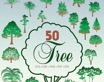 Tree Svg Bundle, Tree Clipart For Cricut, Tree Cut Files, Forest Tree Vector, Tree Decal, Tree Silhouette