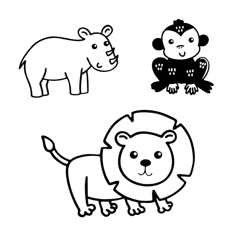 Safari Animals Svg Bundle, Animals Clipart, Animal Doodle Vector ...