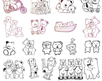 Bear Family Svg Bundle, Bear Family Clipart For Cricut, Cute Bear Silhouette, Baby Bear Vector, Bear Decal, Bear Cut File.