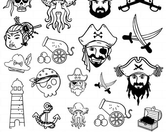 Pirate svg Bundle, Pirate Png, Skull Svg, Anchor Svg, Laser Cut Files, Pirate Hat, Resin Pirate, Ship, Boat, Pirate Sword Svg, PNG