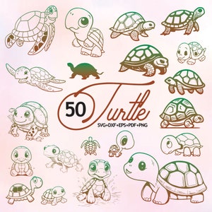 Turtle Svg Bundle, Sea Turtle Clipart For Cricut, Tortoise Silhouette, Turtle Cut Files, Turtle Vector, Turtle Decal.