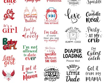 Baby Girl Svg Bundle, Little girl Svg, Newborn Svg, Baby Shower Svg, Retro Quotes, Baby Shirt Svg, For Cricut, Silhouette, Welcome Baby Svg