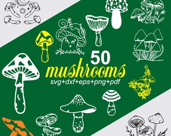 Pilz-Svg-Bundle, süße Pilz Clipart für Cricut, Pilz Gesicht Silhouette, Pilz geschnitten Datei, Pilz Vektor, Pilz Aufkleber.