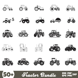 Tractor Svg Bundle, Tractor Clipart For Cricut, Farm Tractor Vector, Big Tractor Decal, Tractor Silhouette, Tractor Cut Files.