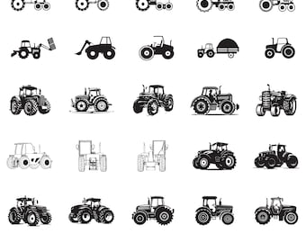 Pakiet SVG ciągnika, Clipart ciągnika dla Cricut, Ciągnik rolniczy wektor, Naklejka na duży ciągnik, Sylwetka ciągnika, Pliki do cięcia ciągnika.