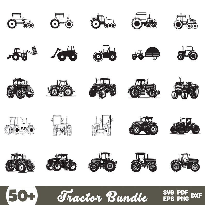 Tractor Svg Bundle, Tractor Clipart for Cricut, Farm Tractor Vector ...