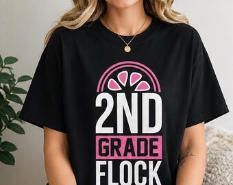 2nd Grade Flock PNG, Teacher Shirt Design, Back to School SVG, Second Grade Team Shirt, Classroom Graphic, Instant Download