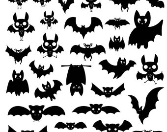 Bat Svg Bundle, Bat Clipart For Cricut, Halloween Bat Silhouette, Bat Vector, Halloween Night Bat Decal, Bat Cutfiles.