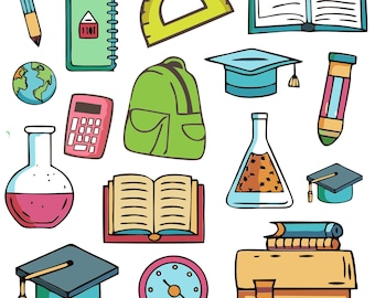 School svg Bundle, Teacher Clipart, Students Vector, School Supplies Decal, Back To School Cut Files, School Silhouette.