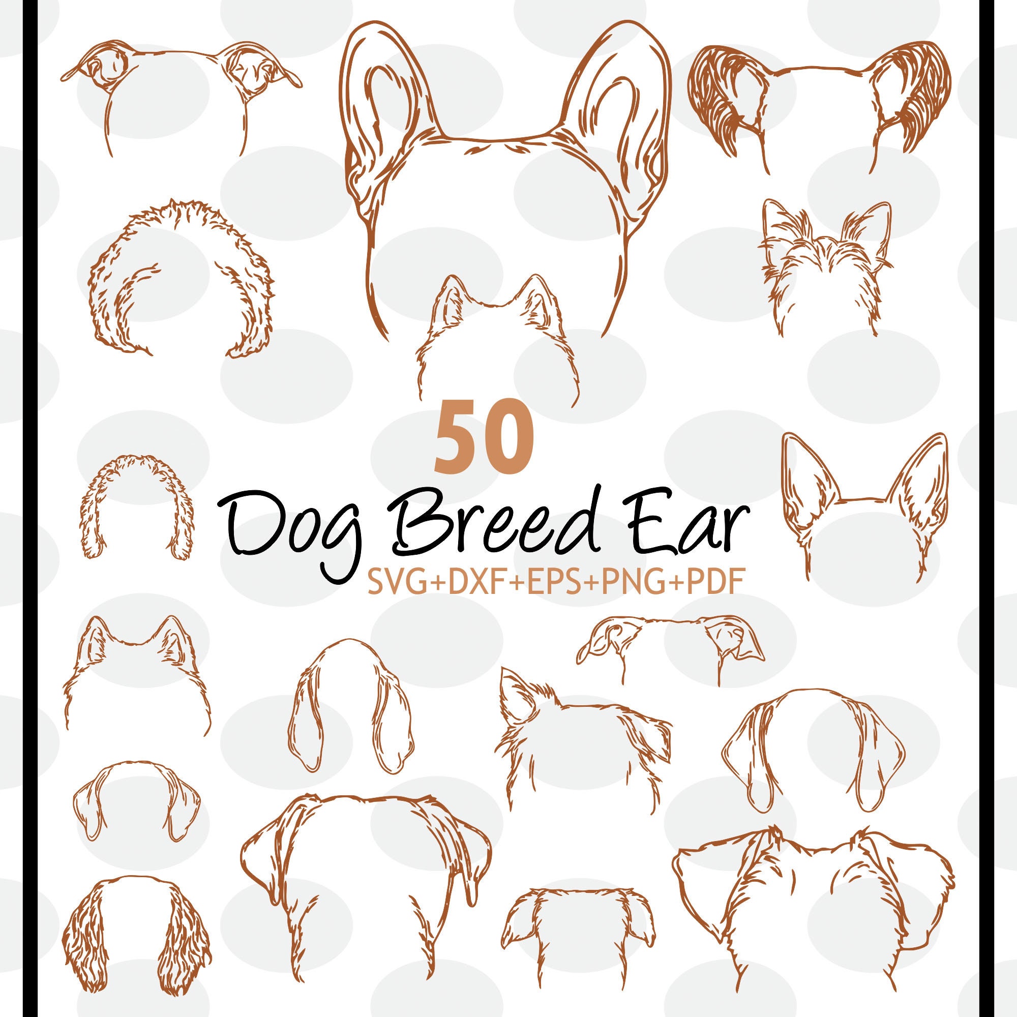 Dog Breed Ears Svg Bundle, Dog Ear Outline Clipart For Cricut, Dog Ear Silhouette, Dog Ear Cut Files, Dog Ear Vector, Dog Ear Decal.