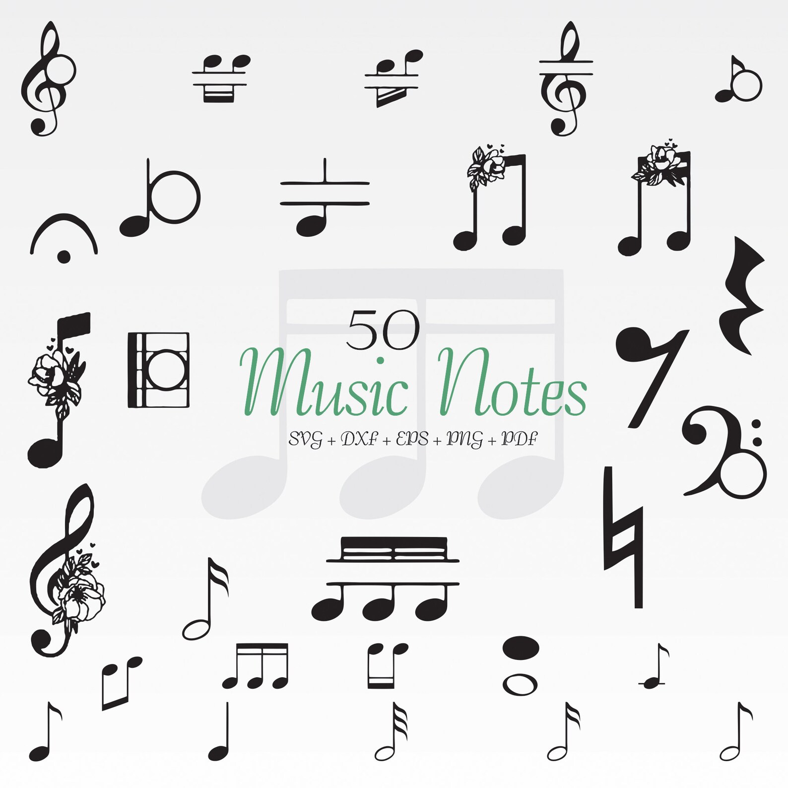 Music Notes Svg Bundle, Music Notes Clipart for Cricut, Music Note ...