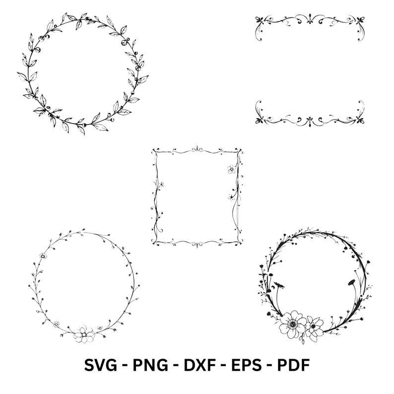 FLORAL WREATH SVG Bundle Circle Frame Svg Botanical Frame Wedding ...
