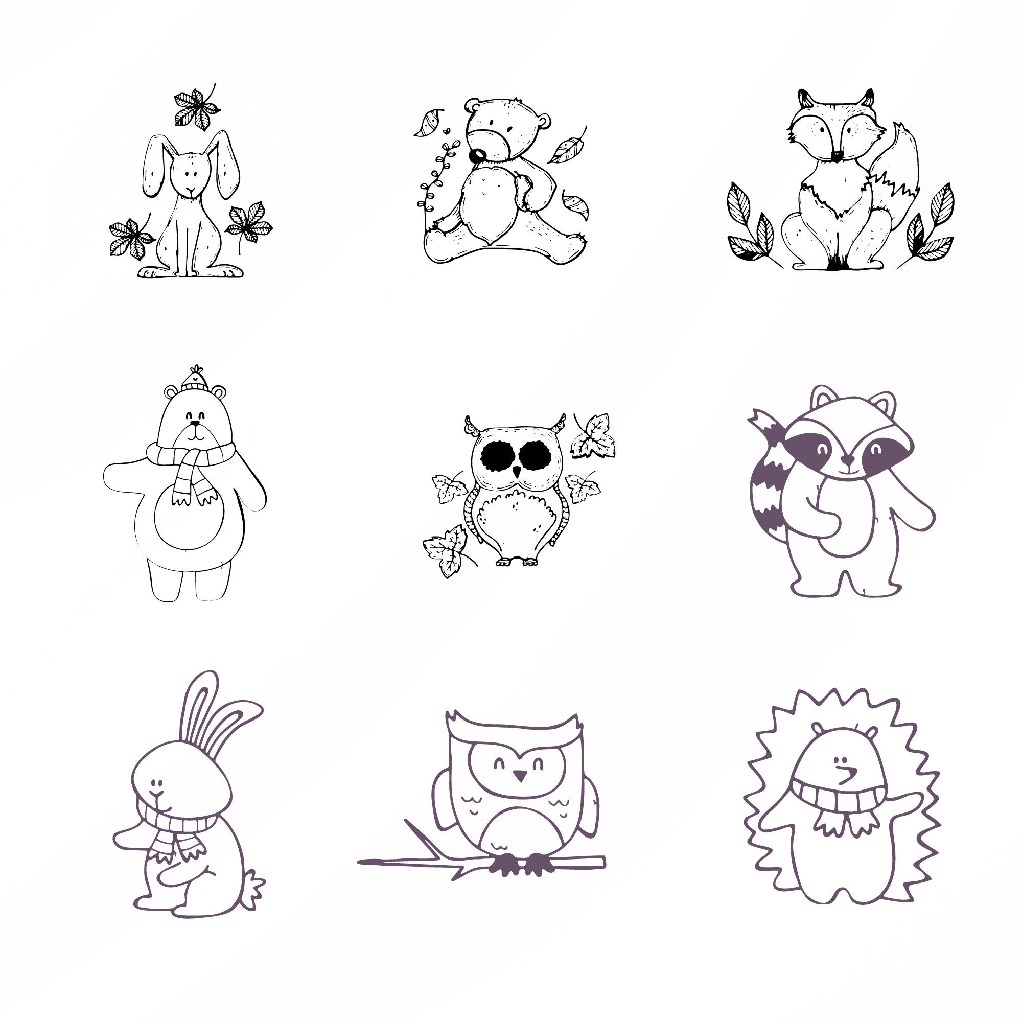 Animals Svg Bundle, Hand Drawn Animals Clipart for Cricut, Animal ...