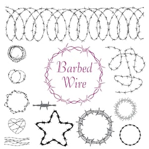 Barbed Wire Bundle, Barbed Wire Clipart For Cricut, Fence Silhouette, Barbed Wire Frame Decal, Barbed Wire Vector, Barbed Wire Cut Files.