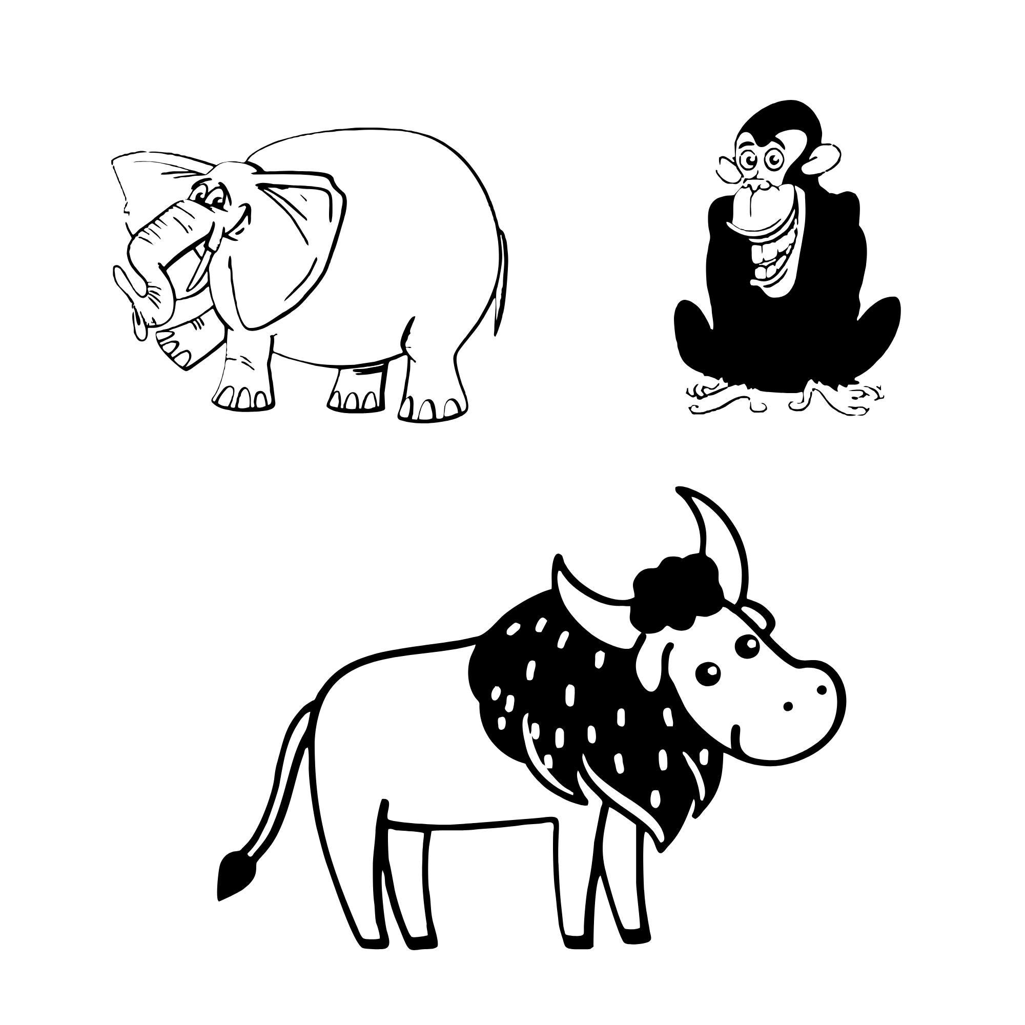 Safari Animals Svg Bundle, Animals Clipart, Animal Doodle Vector ...