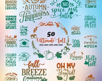 Ultimative Herbst Bundle, Herbst runden Zeichen Clipart für Cricut, Herbst Silhouette, Herbst Vektor, Herbst Aufkleber, Herbst Schnittdateien.