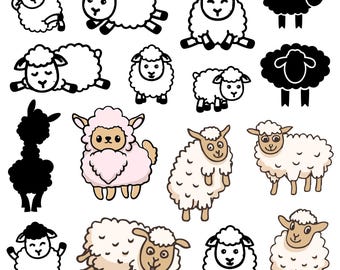 Sheep svg Bundle, Cute Sheep Clipart, Farm Animal Vector, Sheep Decal, Sheep Cut Files, Animal Silhouette.