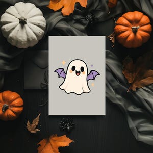Cute Halloween Ghost Bundle, 20 Kawaii Ghost Clipart, SVG PNG EPS, Pastel Spooky Cartoon Graphics and Stickers, Commercial Use image 5
