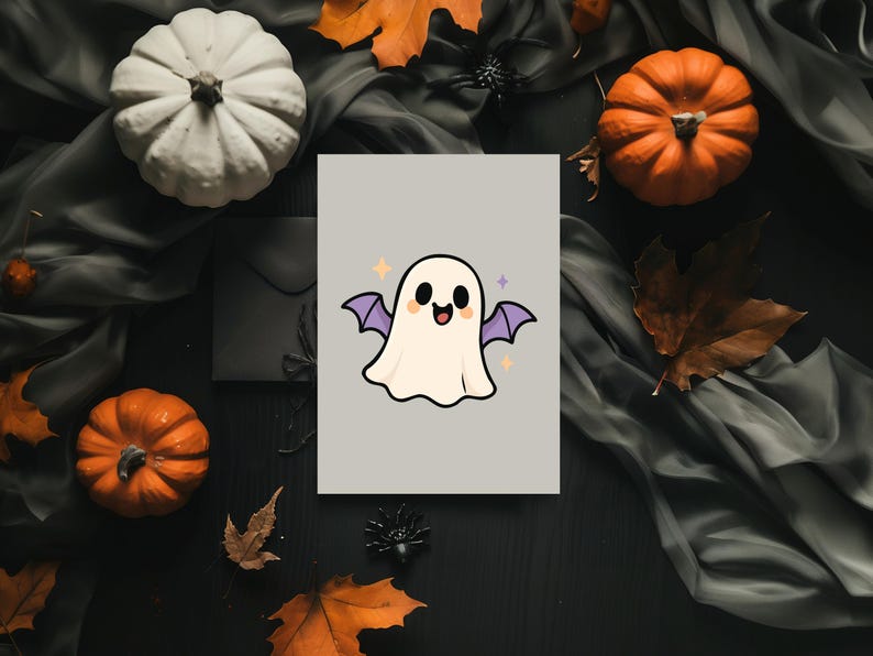 Cute Halloween Ghost Bundle, 20 Kawaii Ghost Clipart, SVG PNG EPS, Pastel Spooky Cartoon Graphics and Stickers, Commercial Use image 5