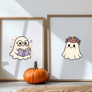 Cute Halloween Ghost Bundle, 20 Kawaii Ghost Clipart, SVG PNG EPS, Pastel Spooky Cartoon Graphics and Stickers, Commercial Use image 11