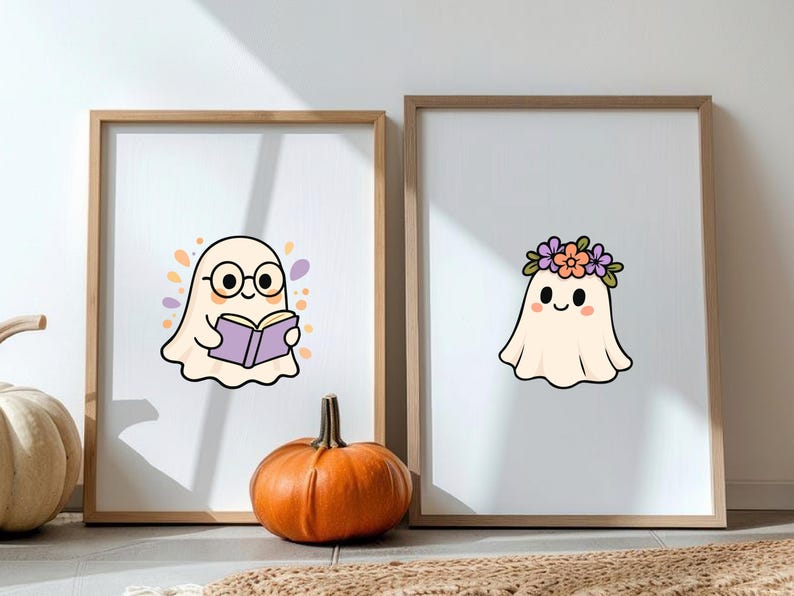 Cute Halloween Ghost Bundle, 20 Kawaii Ghost Clipart, SVG PNG EPS, Pastel Spooky Cartoon Graphics and Stickers, Commercial Use image 11