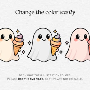 Cute Halloween Ghost Bundle, 20 Kawaii Ghost Clipart, SVG PNG EPS, Pastel Spooky Cartoon Graphics and Stickers, Commercial Use image 3