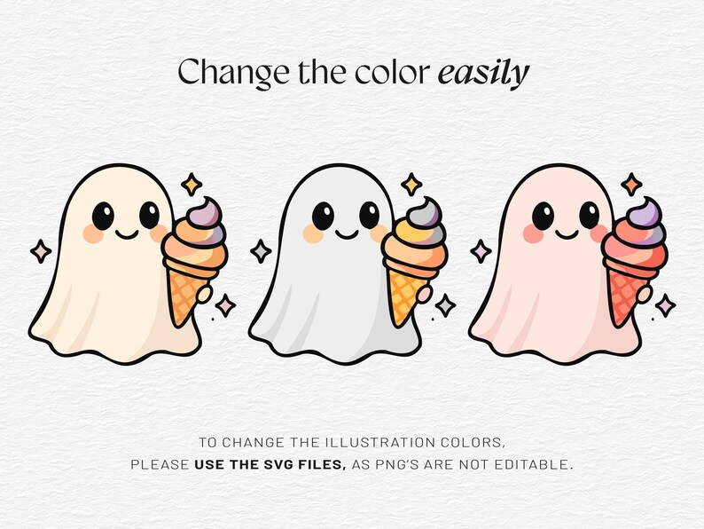 Cute Halloween Ghost Bundle, 20 Kawaii Ghost Clipart, SVG PNG EPS, Pastel Spooky Cartoon Graphics and Stickers, Commercial Use image 3