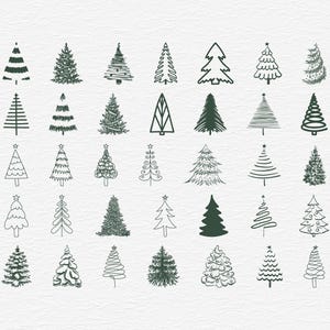 Christmas Tree Clipart Bundle, 70 Christmas Trees, SVG PNG EPS, Vintage Holiday Tree Illustrations, Xmas Tree Clip Art, Commercial Use image 2