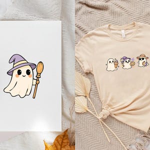 Cute Halloween Ghost Bundle, 20 Kawaii Ghost Clipart, SVG PNG EPS, Pastel Spooky Cartoon Graphics and Stickers, Commercial Use image 10