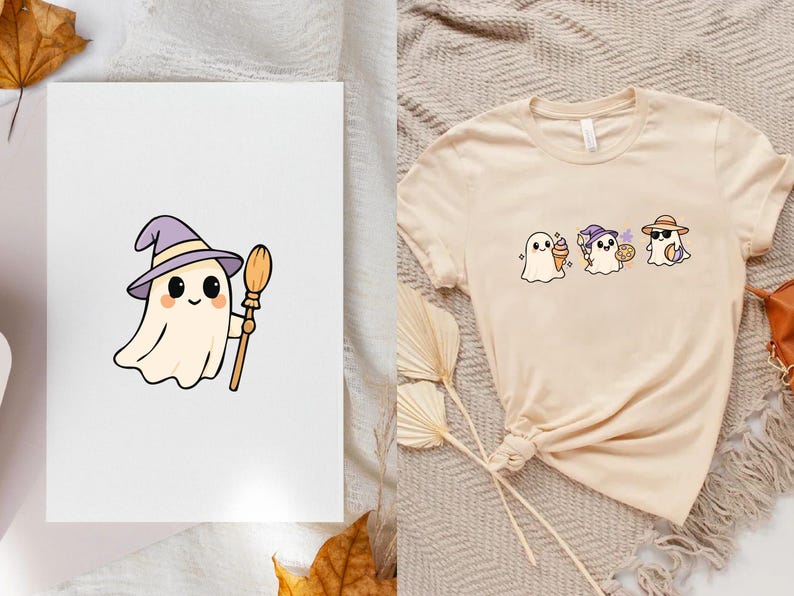 Cute Halloween Ghost Bundle, 20 Kawaii Ghost Clipart, SVG PNG EPS, Pastel Spooky Cartoon Graphics and Stickers, Commercial Use image 10