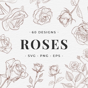 Roses Collection, includes 60 roses and branches designs in SVG, PNG and EPS format