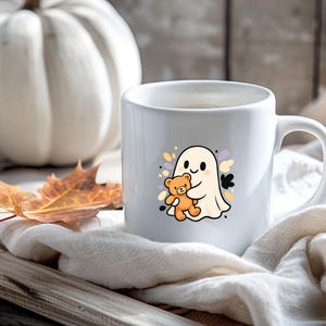 Cute Halloween Ghost Bundle, 20 Kawaii Ghost Clipart, SVG PNG EPS, Pastel Spooky Cartoon Graphics and Stickers, Commercial Use image 7