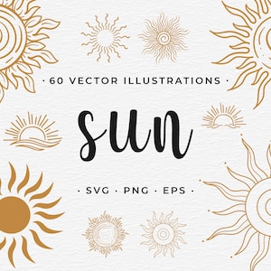 Sun Collection, includes 60 sun designs in SVG, PNG and EPS format