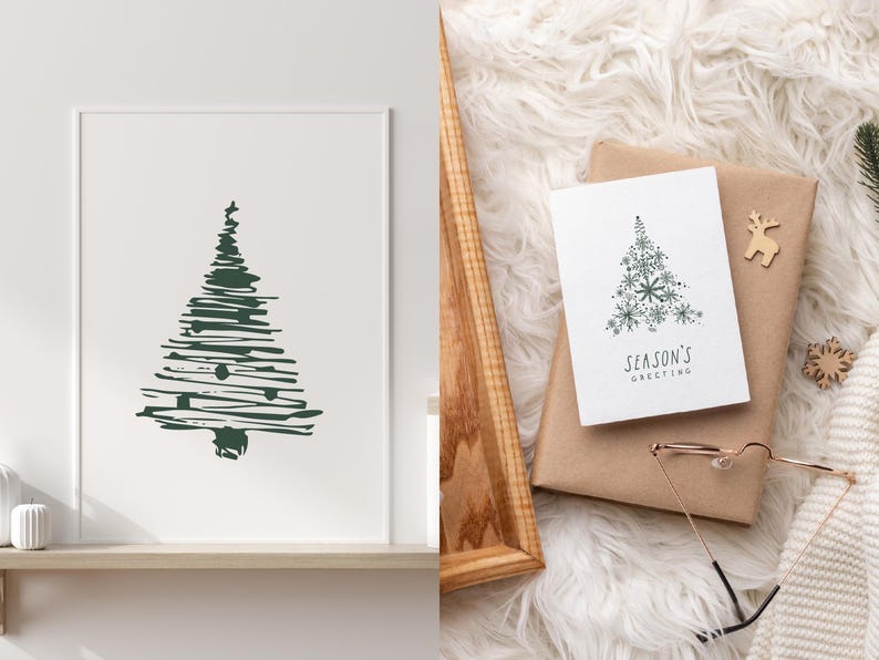 Christmas Tree Clipart Bundle, 70 Christmas Trees, SVG PNG EPS, Vintage Holiday Tree Illustrations, Xmas Tree Clip Art, Commercial Use image 5