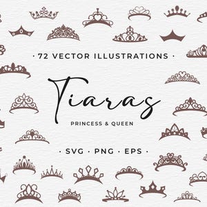 Tiara and Crown Illustrations: 72 Princess & Queen Clipart (SVG, PNG, EPS)