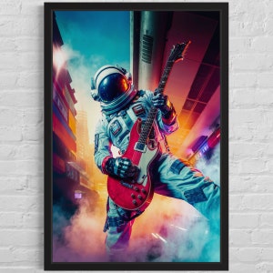Estación Estelar Solista - Regalo para guitarrista / Póster de astronauta / Arte mural de astronauta / Arte mural de guitarra / Lienzo de astronauta / Arte pop de astronauta