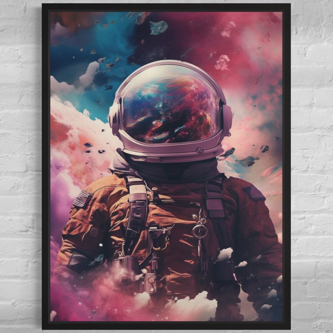 colorful-astronaut-canvas-art-retro-space-pop-art-etsy